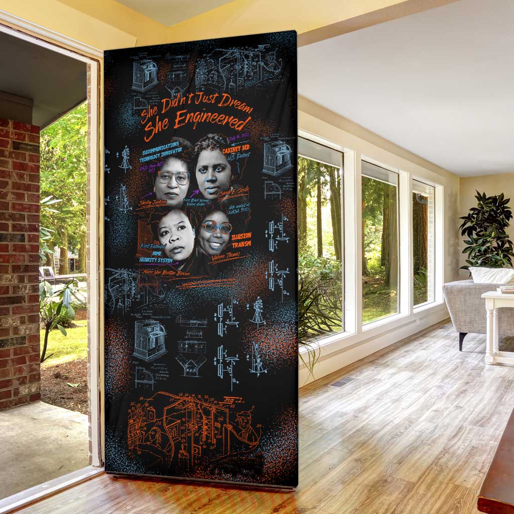 She Didn't Just Dream She Engineered Door Cover African Celebrating Trailblazing Black Women Innovators in Technology and Engineering - Wonder Print Shop