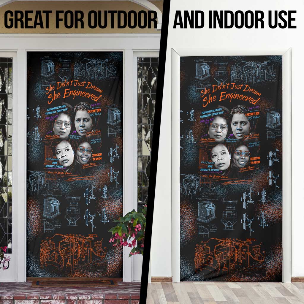 She Didn't Just Dream She Engineered Door Cover African Celebrating Trailblazing Black Women Innovators in Technology and Engineering - Wonder Print Shop