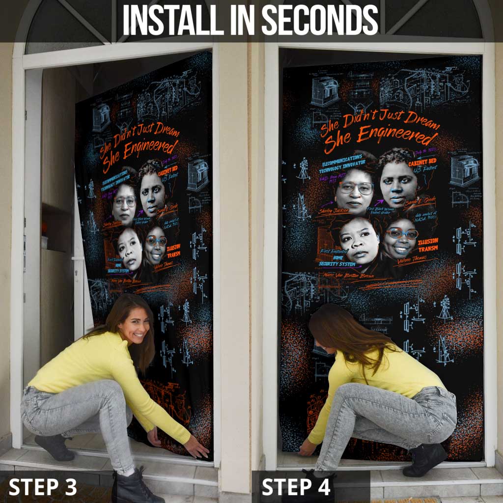 She Didn't Just Dream She Engineered Door Cover African Celebrating Trailblazing Black Women Innovators in Technology and Engineering - Wonder Print Shop