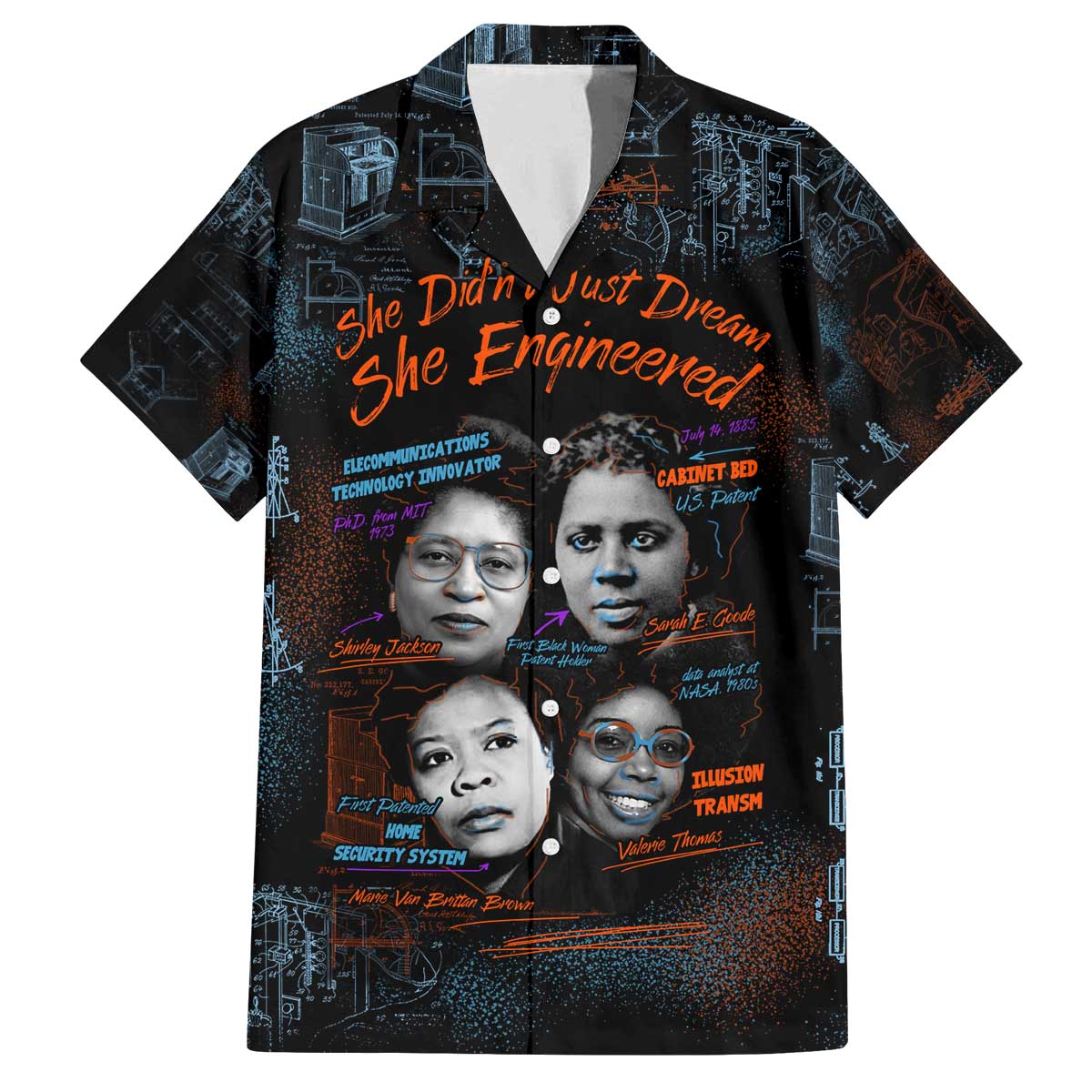 She Didn't Just Dream She Engineered Family Matching Off The Shoulder Long Sleeve Dress and Hawaiian Shirt African Celebrating Trailblazing Black Women Innovators in Technology and Engineering - Wonder Print Shop