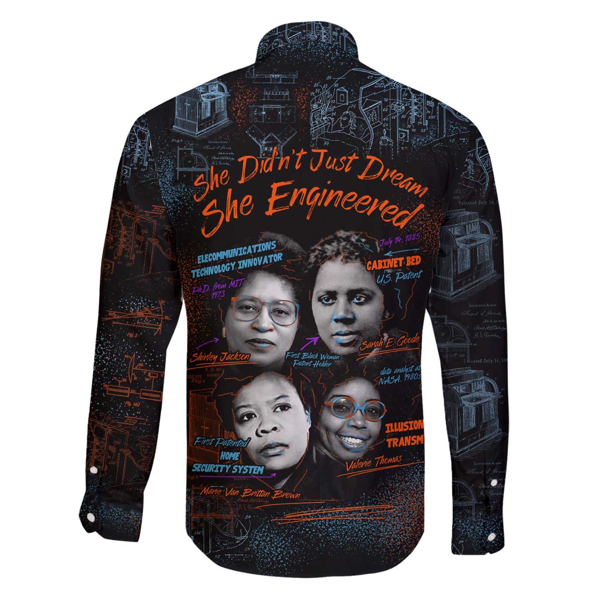 She Didn't Just Dream She Engineered Family Matching Off The Shoulder Long Sleeve Dress and Hawaiian Shirt African Celebrating Trailblazing Black Women Innovators in Technology and Engineering - Wonder Print Shop