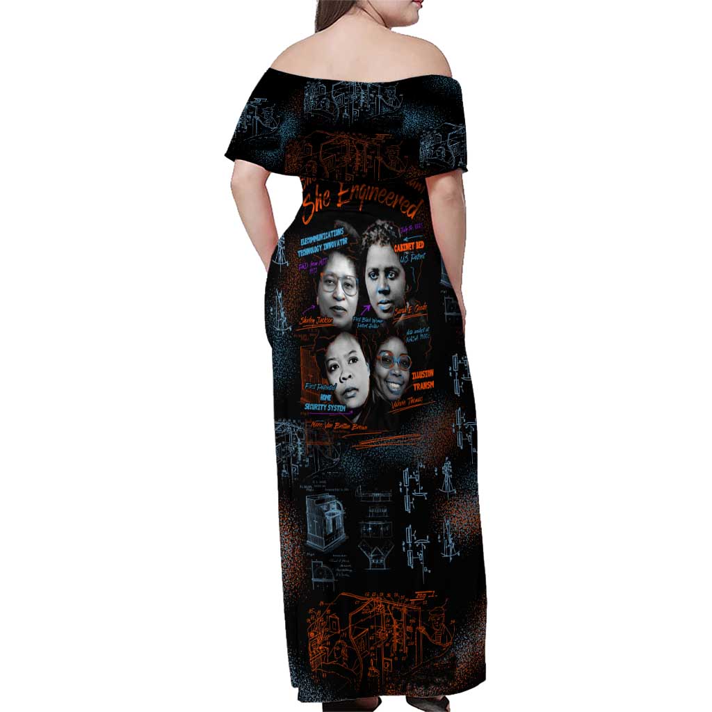She Didn't Just Dream She Engineered Family Matching Off Shoulder Maxi Dress and Hawaiian Shirt African Celebrating Trailblazing Black Women Innovators in Technology and Engineering - Wonder Print Shop