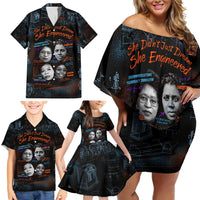She Didn't Just Dream She Engineered Family Matching Off Shoulder Short Dress and Hawaiian Shirt African Celebrating Trailblazing Black Women Innovators in Technology and Engineering - Wonder Print Shop