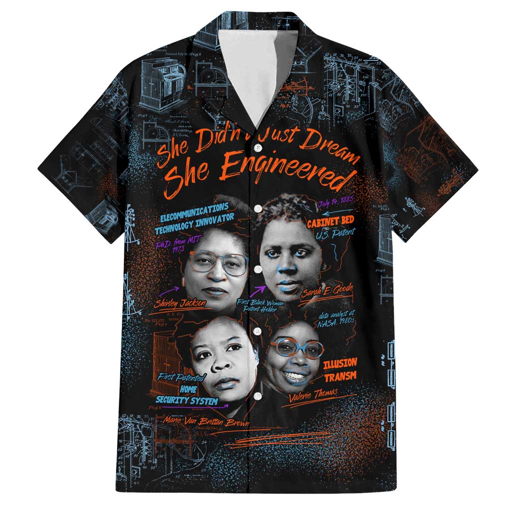 She Didn't Just Dream She Engineered Family Matching Off Shoulder Short Dress and Hawaiian Shirt African Celebrating Trailblazing Black Women Innovators in Technology and Engineering - Wonder Print Shop
