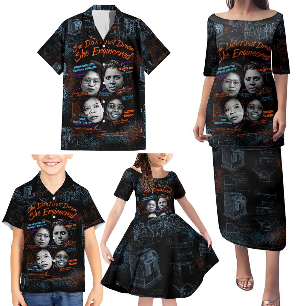 She Didn't Just Dream She Engineered Family Matching Puletasi and Hawaiian Shirt African Celebrating Trailblazing Black Women Innovators in Technology and Engineering - Wonder Print Shop