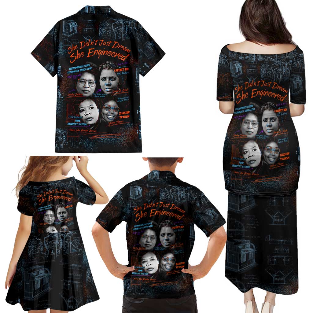 She Didn't Just Dream She Engineered Family Matching Puletasi and Hawaiian Shirt African Celebrating Trailblazing Black Women Innovators in Technology and Engineering - Wonder Print Shop