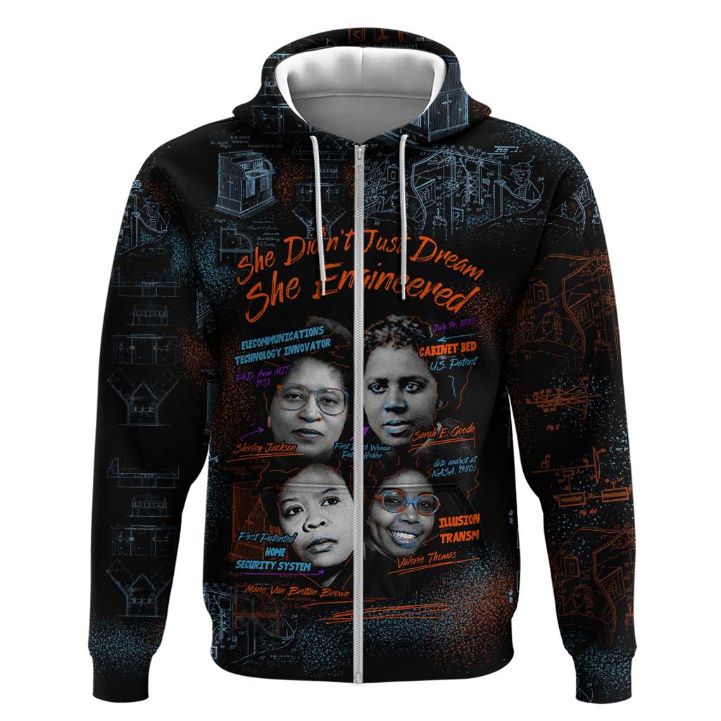 She Didn't Just Dream She Engineered Hoodie African Celebrating Trailblazing Black Women Innovators in Technology and Engineering - Wonder Print Shop
