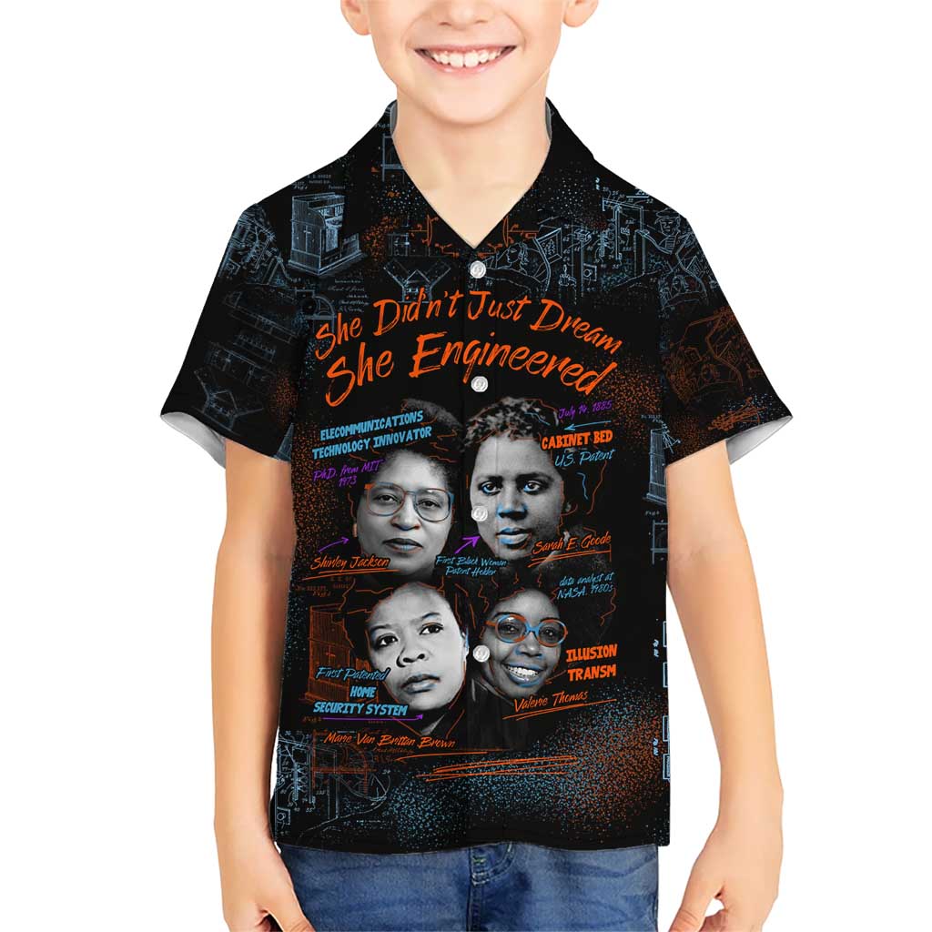 She Didn't Just Dream She Engineered Kid Hawaiian Shirt African Celebrating Trailblazing Black Women Innovators in Technology and Engineering - Wonder Print Shop