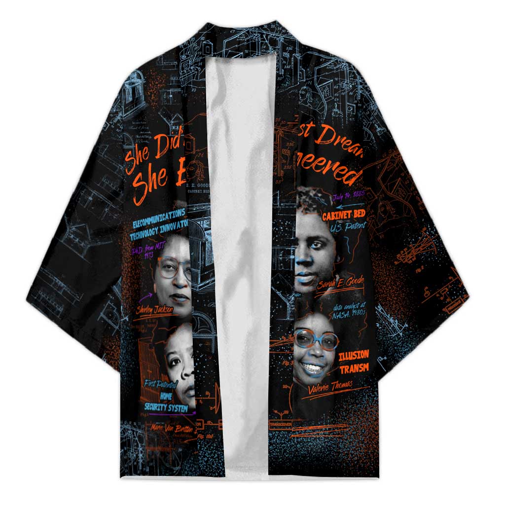 She Didn't Just Dream She Engineered Kimono African Celebrating Trailblazing Black Women Innovators in Technology and Engineering - Wonder Print Shop