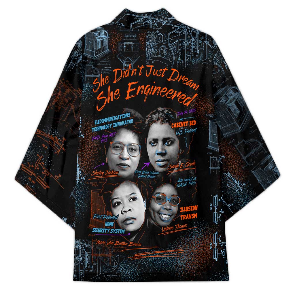 She Didn't Just Dream She Engineered Kimono African Celebrating Trailblazing Black Women Innovators in Technology and Engineering - Wonder Print Shop