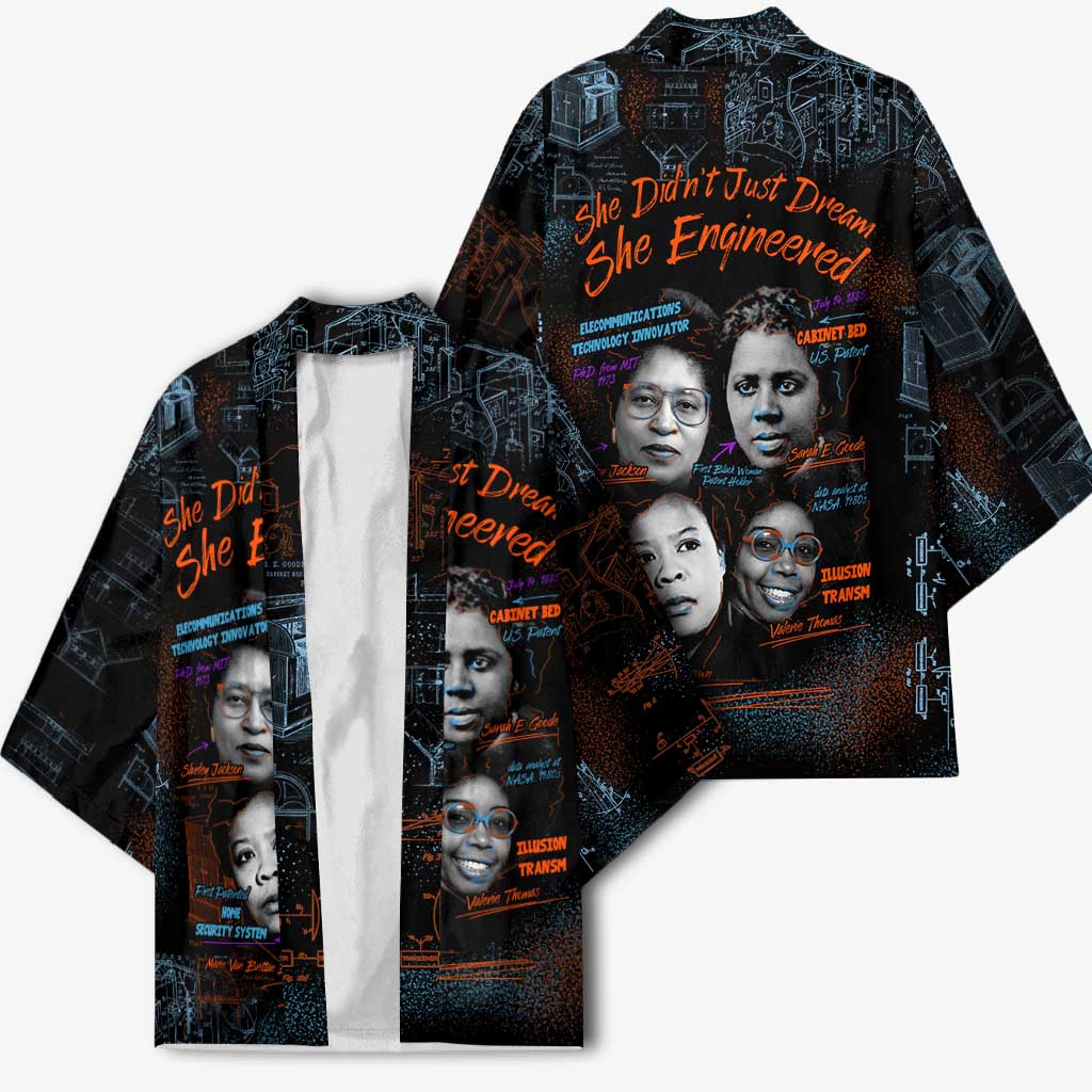 She Didn't Just Dream She Engineered Kimono African Celebrating Trailblazing Black Women Innovators in Technology and Engineering - Wonder Print Shop