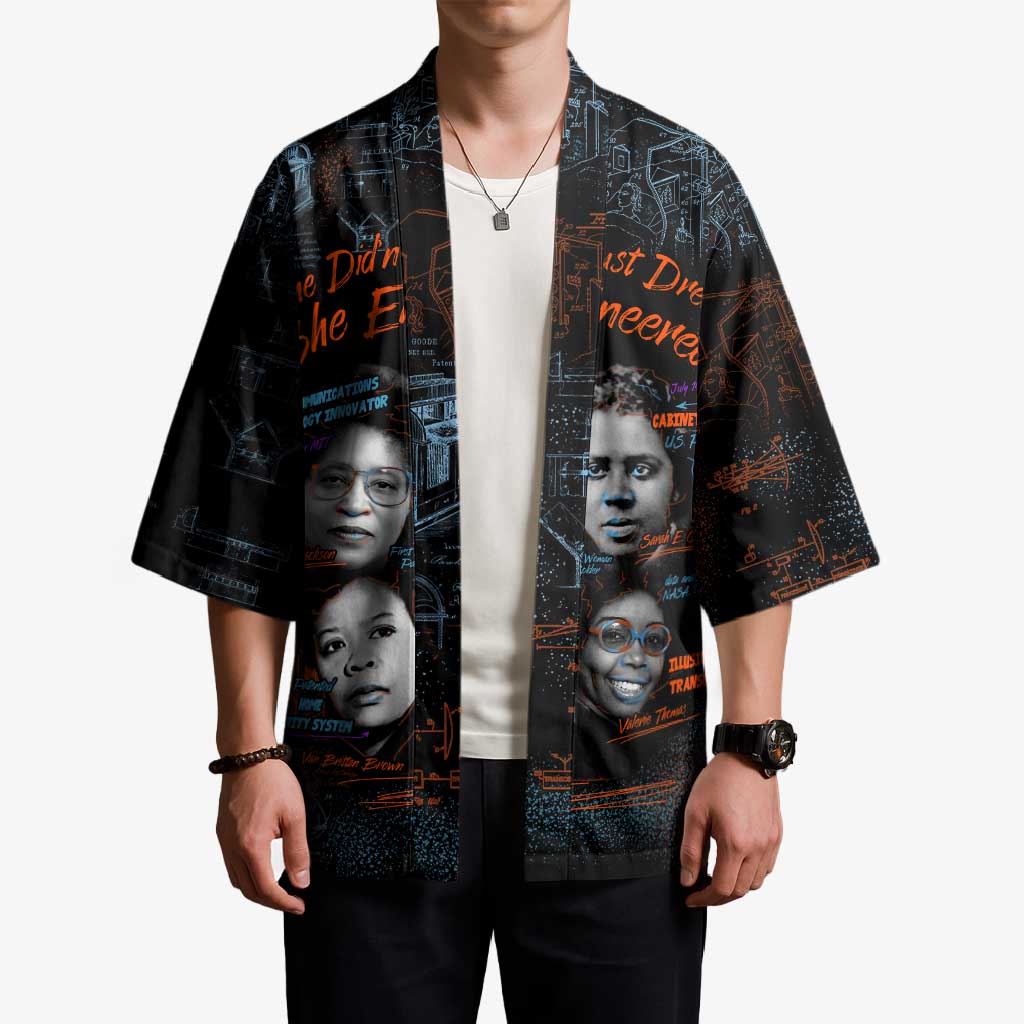 She Didn't Just Dream She Engineered Kimono African Celebrating Trailblazing Black Women Innovators in Technology and Engineering - Wonder Print Shop