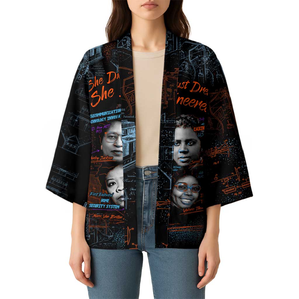 She Didn't Just Dream She Engineered Kimono African Celebrating Trailblazing Black Women Innovators in Technology and Engineering - Wonder Print Shop