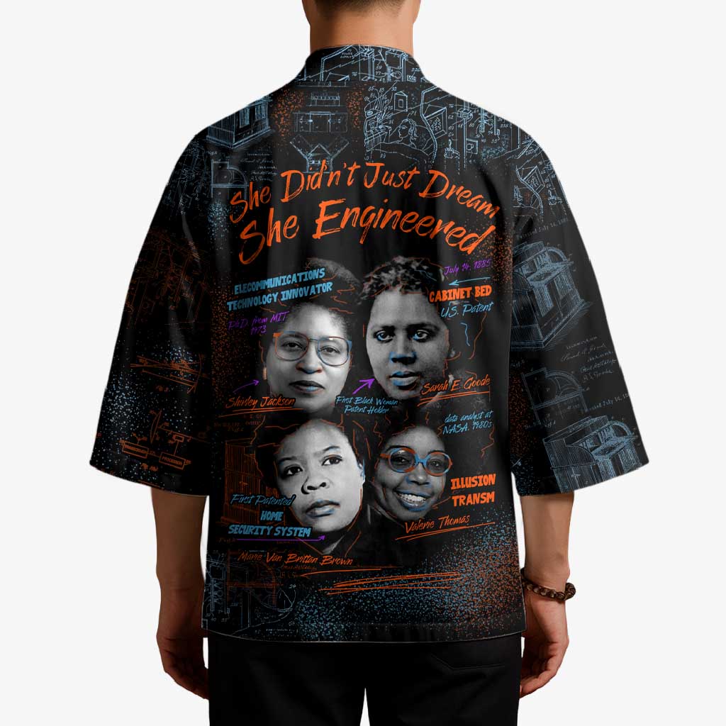 She Didn't Just Dream She Engineered Kimono African Celebrating Trailblazing Black Women Innovators in Technology and Engineering - Wonder Print Shop