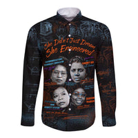 She Didn't Just Dream She Engineered Long Sleeve Button Shirt African Celebrating Trailblazing Black Women Innovators in Technology and Engineering - Wonder Print Shop
