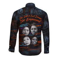 She Didn't Just Dream She Engineered Long Sleeve Button Shirt African Celebrating Trailblazing Black Women Innovators in Technology and Engineering - Wonder Print Shop