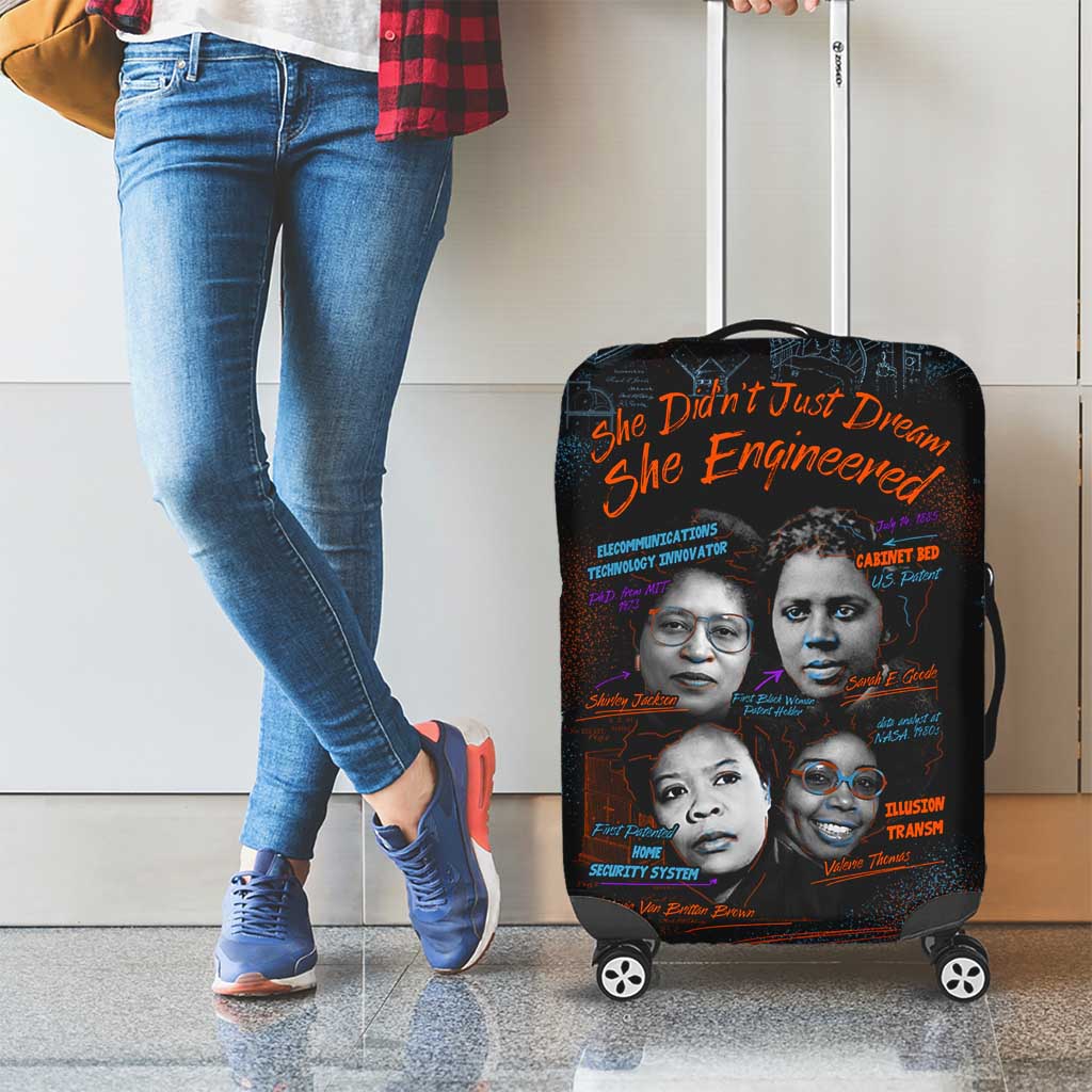 She Didn't Just Dream She Engineered Luggage Cover African Celebrating Trailblazing Black Women Innovators in Technology and Engineering - Wonder Print Shop