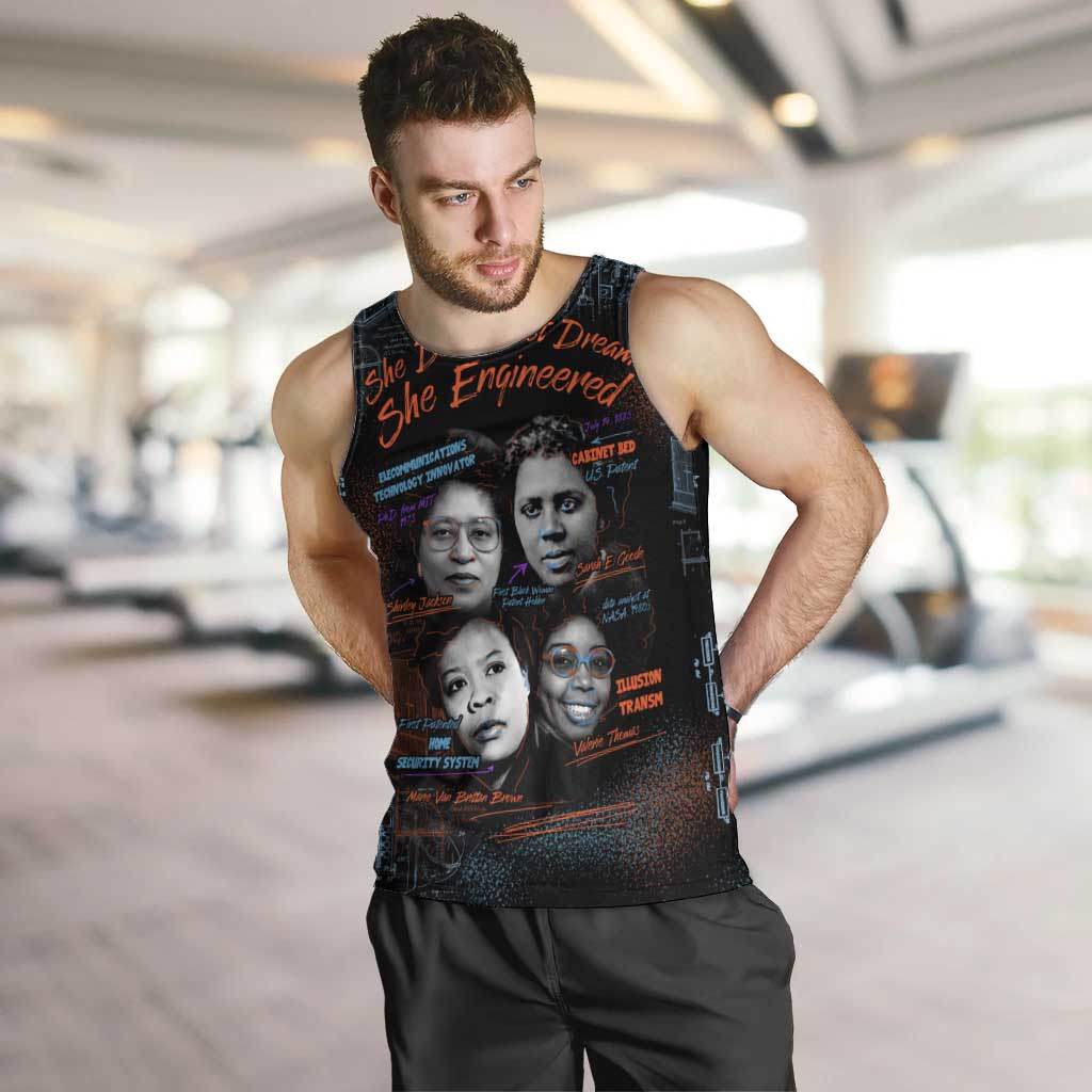 She Didn't Just Dream She Engineered Men Tank Top African Celebrating Trailblazing Black Women Innovators in Technology and Engineering - Wonder Print Shop