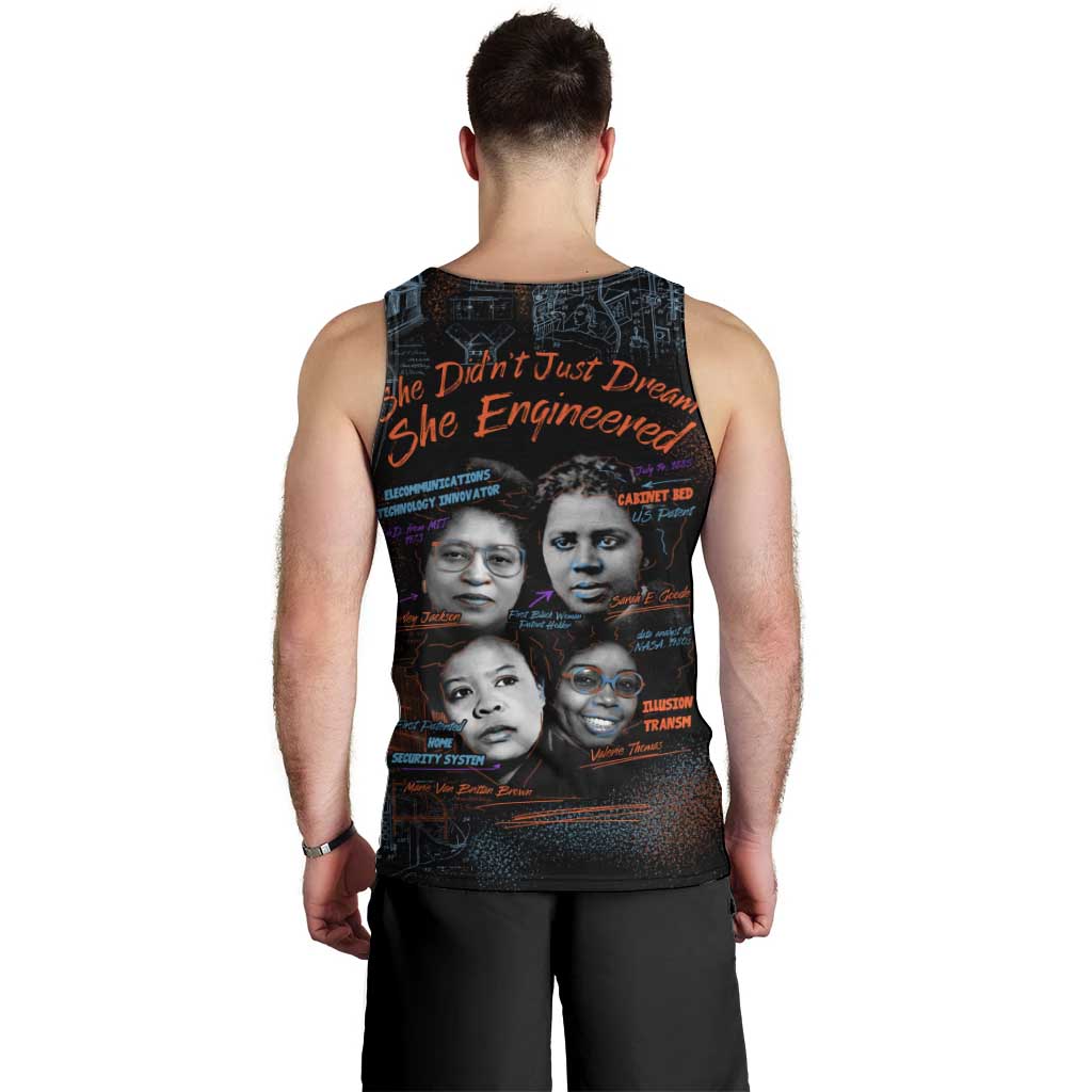 She Didn't Just Dream She Engineered Men Tank Top African Celebrating Trailblazing Black Women Innovators in Technology and Engineering - Wonder Print Shop