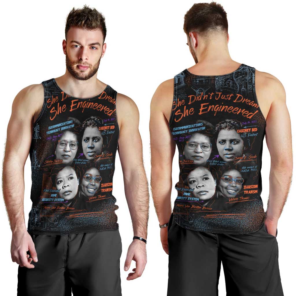 She Didn't Just Dream She Engineered Men Tank Top African Celebrating Trailblazing Black Women Innovators in Technology and Engineering - Wonder Print Shop