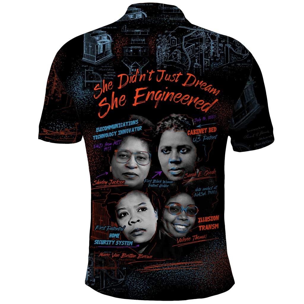 She Didn't Just Dream She Engineered Polo Shirt African Celebrating Trailblazing Black Women Innovators in Technology and Engineering - Wonder Print Shop