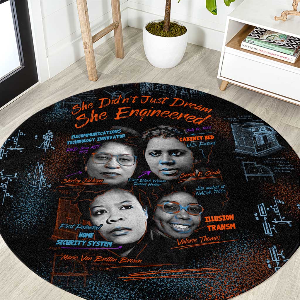 She Didn't Just Dream She Engineered Round Carpet African Celebrating Trailblazing Black Women Innovators in Technology and Engineering - Wonder Print Shop