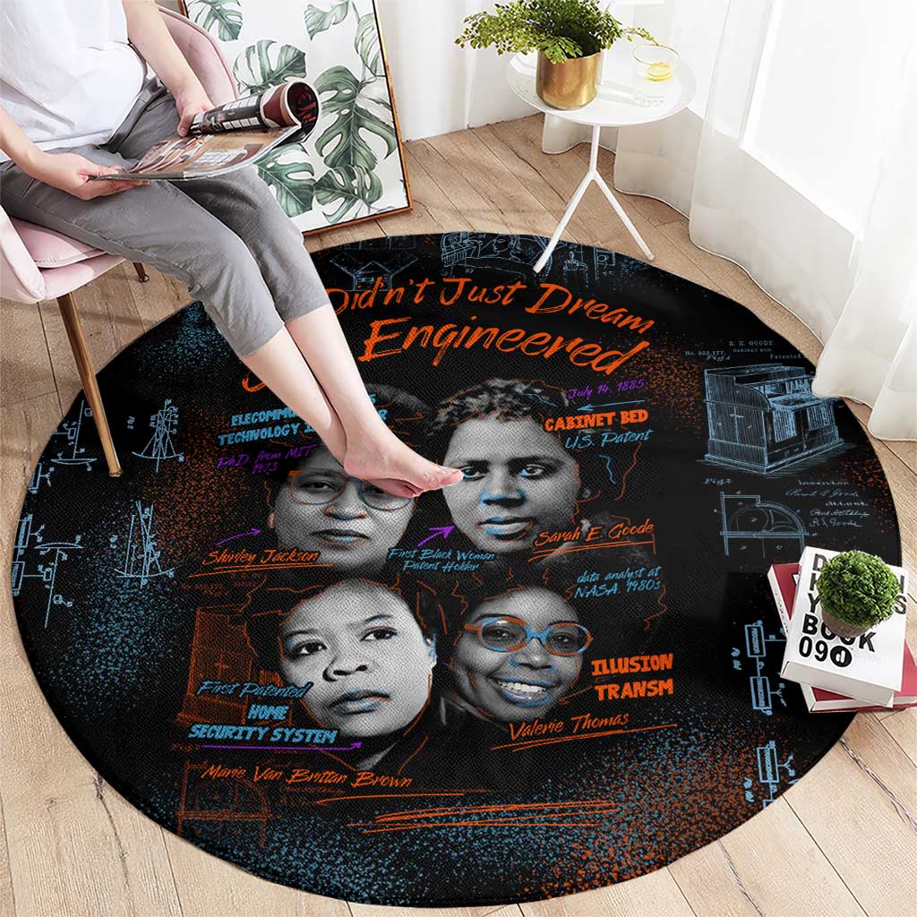 She Didn't Just Dream She Engineered Round Carpet African Celebrating Trailblazing Black Women Innovators in Technology and Engineering - Wonder Print Shop