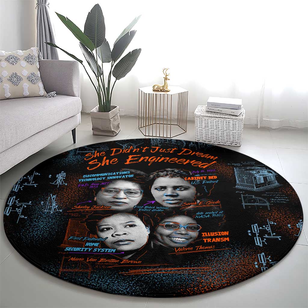 She Didn't Just Dream She Engineered Round Carpet African Celebrating Trailblazing Black Women Innovators in Technology and Engineering - Wonder Print Shop