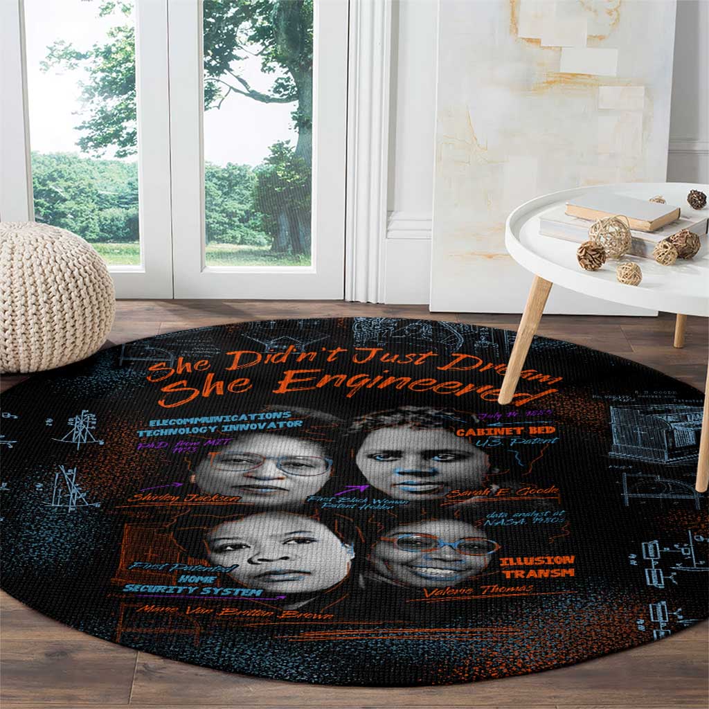 She Didn't Just Dream She Engineered Round Carpet African Celebrating Trailblazing Black Women Innovators in Technology and Engineering - Wonder Print Shop