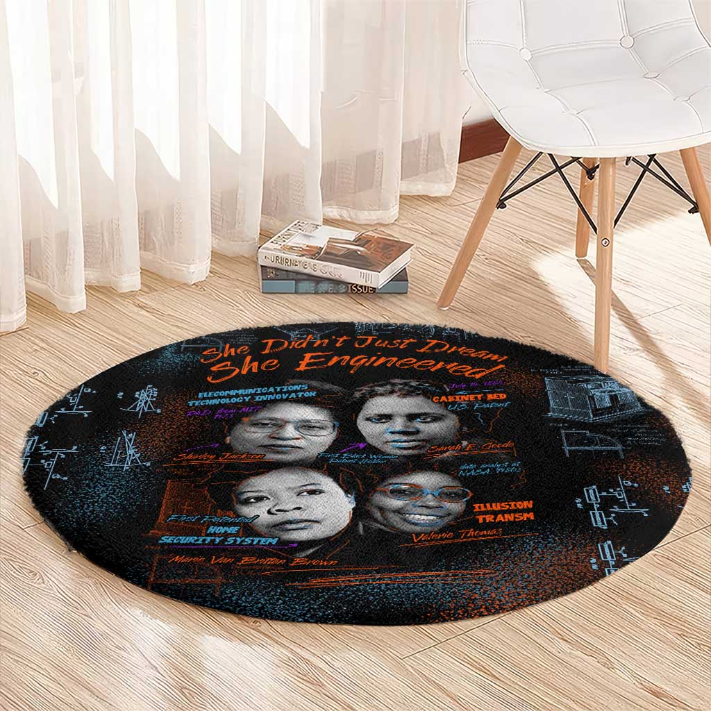 She Didn't Just Dream She Engineered Round Carpet African Celebrating Trailblazing Black Women Innovators in Technology and Engineering - Wonder Print Shop