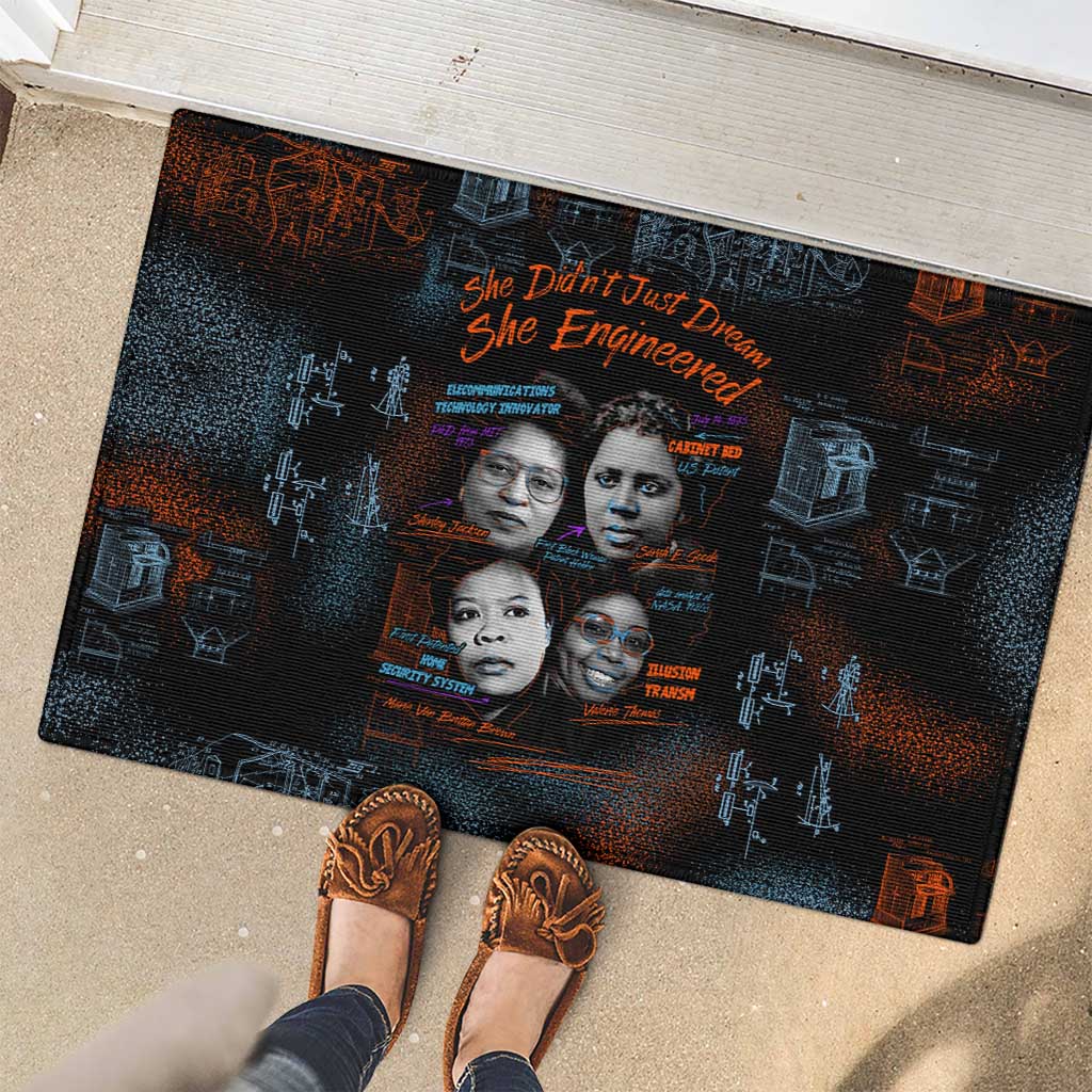 She Didn't Just Dream She Engineered Rubber Doormat African Celebrating Trailblazing Black Women Innovators in Technology and Engineering - Wonder Print Shop
