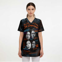 She Didn't Just Dream She Engineered Scrub Top African Celebrating Trailblazing Black Women Innovators in Technology and Engineering - Wonder Print Shop