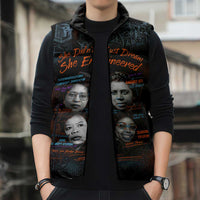 She Didn't Just Dream She Engineered Sleeveless Puffer Jacket African Celebrating Trailblazing Black Women Innovators in Technology and Engineering - Wonder Print Shop
