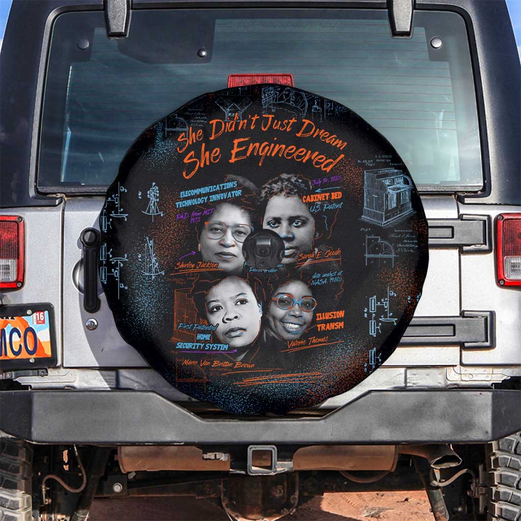 She Didn't Just Dream She Engineered Spare Tire Cover African Celebrating Trailblazing Black Women Innovators in Technology and Engineering - Wonder Print Shop