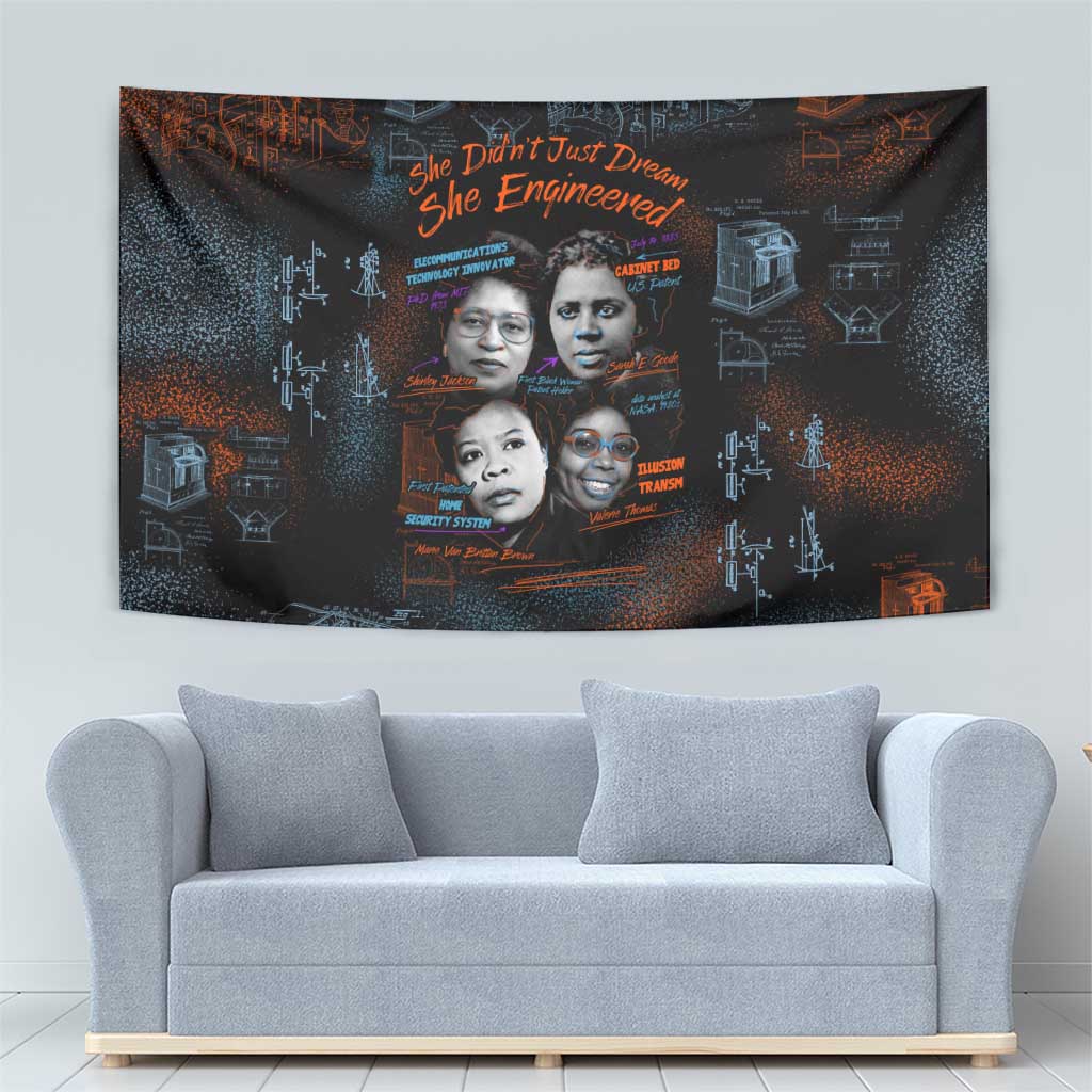 She Didn't Just Dream She Engineered Tapestry African Celebrating Trailblazing Black Women Innovators in Technology and Engineering - Wonder Print Shop