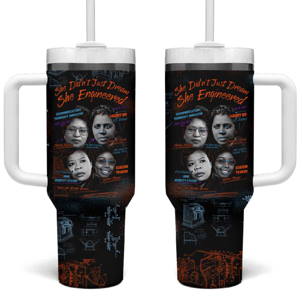 She Didn't Just Dream She Engineered Tumbler With Handle African Celebrating Trailblazing Black Women Innovators in Technology and Engineering - Wonder Print Shop