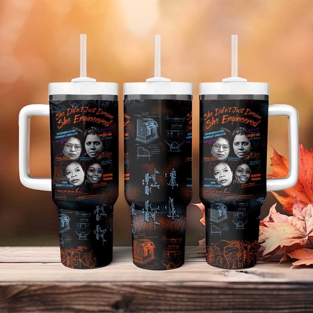 She Didn't Just Dream She Engineered Tumbler With Handle African Celebrating Trailblazing Black Women Innovators in Technology and Engineering - Wonder Print Shop