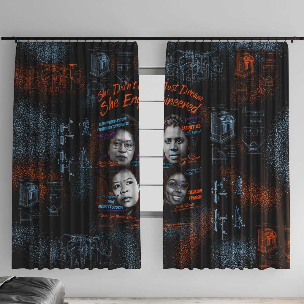 She Didn't Just Dream She Engineered Window Curtain African Celebrating Trailblazing Black Women Innovators in Technology and Engineering - Wonder Print Shop