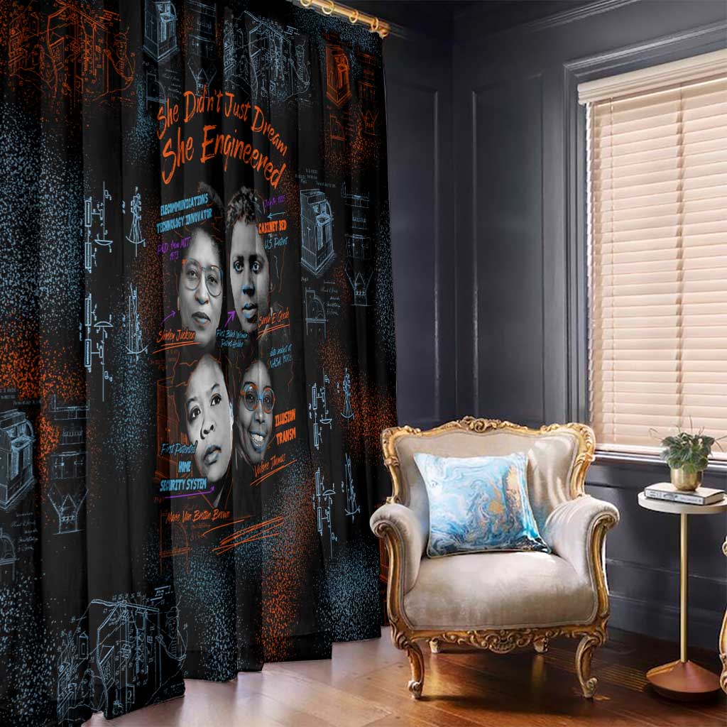 She Didn't Just Dream She Engineered Window Curtain African Celebrating Trailblazing Black Women Innovators in Technology and Engineering - Wonder Print Shop
