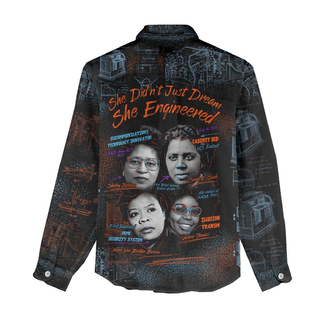 She Didn't Just Dream She Engineered Women Casual Shirt African Celebrating Trailblazing Black Women Innovators in Technology and Engineering - Wonder Print Shop