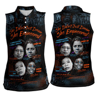 She Didn't Just Dream She Engineered Women Sleeveless Polo Shirt African Celebrating Trailblazing Black Women Innovators in Technology and Engineering - Wonder Print Shop