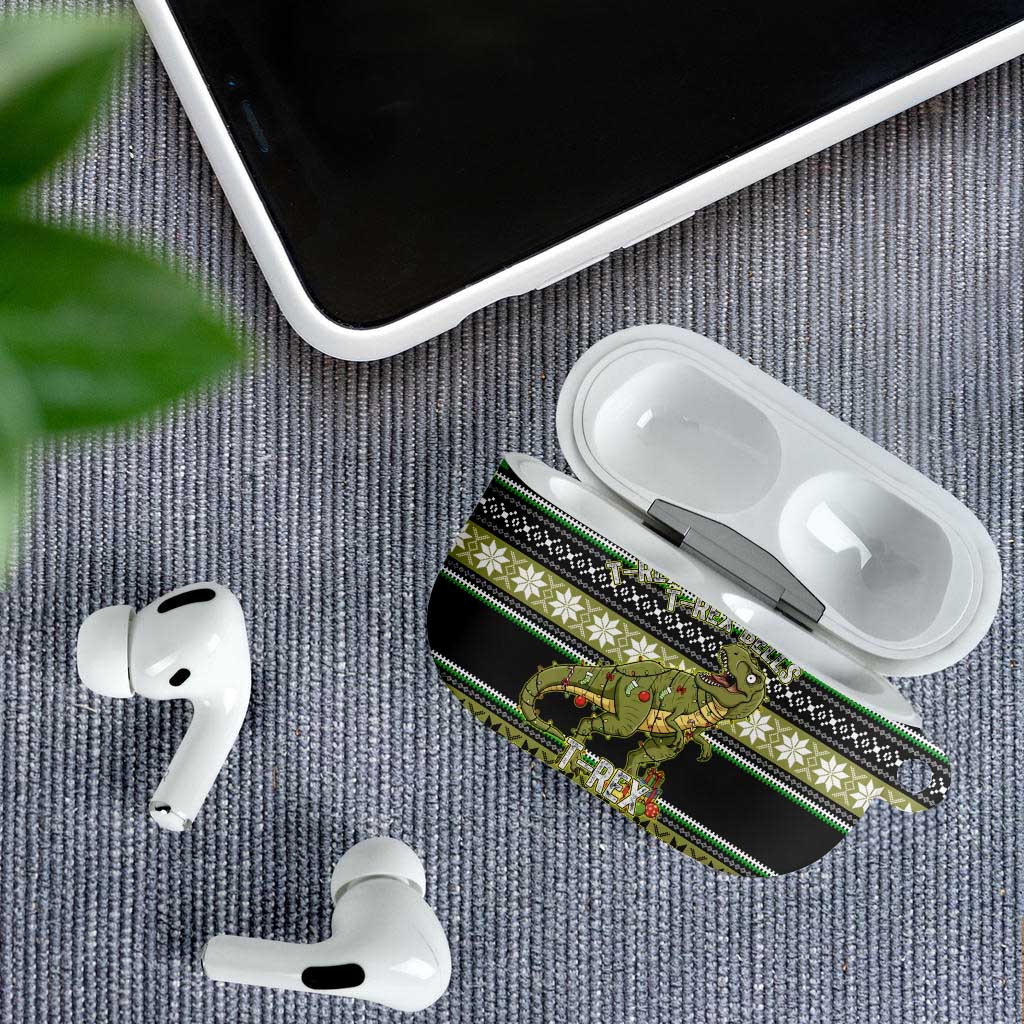 Christmas T Rex Tree AirPods Case Xmas Holiday Patterns - Wonder Print Shop