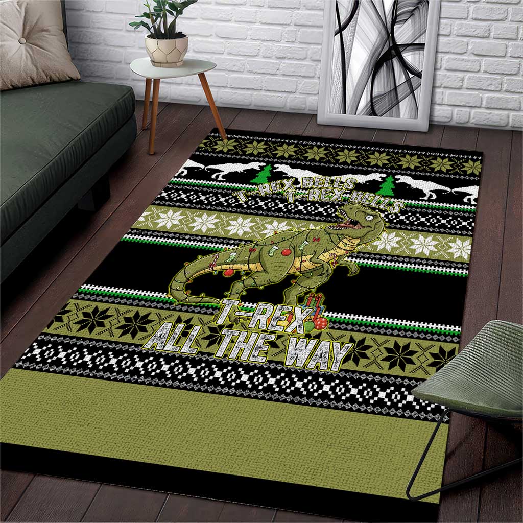 Christmas T Rex Tree Area Rug Xmas Holiday Patterns - Wonder Print Shop