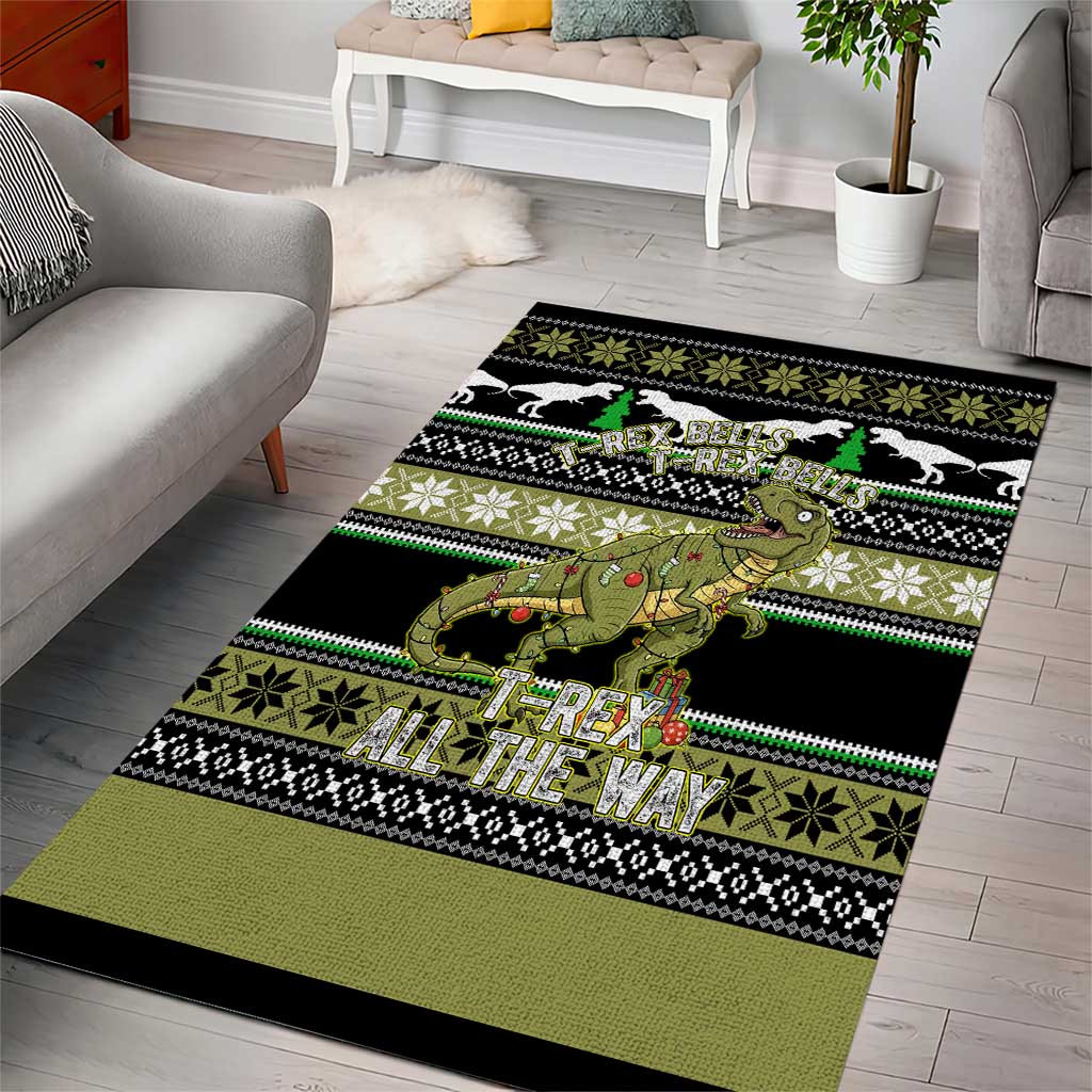 Christmas T Rex Tree Area Rug Xmas Holiday Patterns - Wonder Print Shop