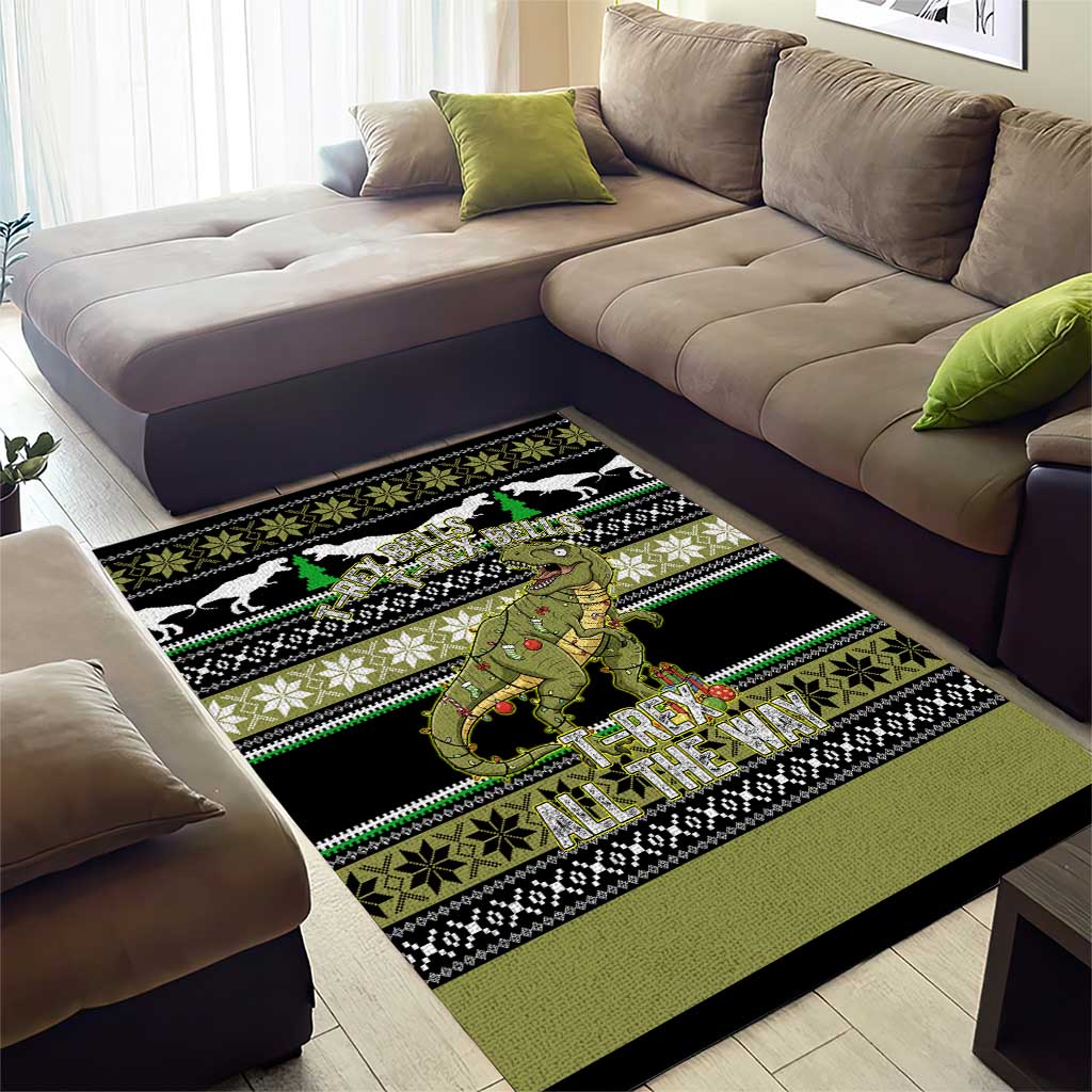 Christmas T Rex Tree Area Rug Xmas Holiday Patterns - Wonder Print Shop