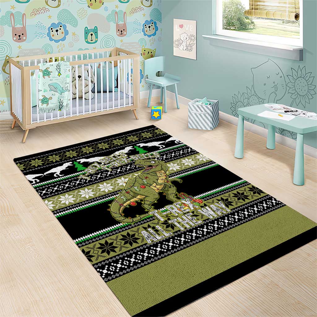 Christmas T Rex Tree Area Rug Xmas Holiday Patterns - Wonder Print Shop
