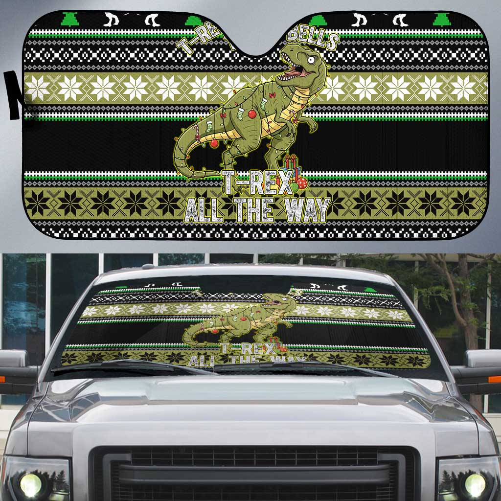 Christmas T Rex Tree Auto Sun Shade Xmas Holiday Patterns - Wonder Print Shop