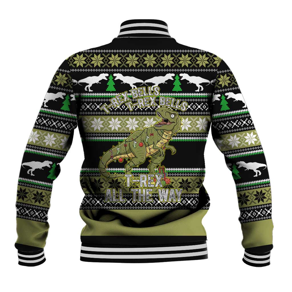 Christmas T Rex Tree Baseball Jacket Xmas Holiday Patterns - Wonder Print Shop