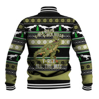 Christmas T Rex Tree Baseball Jacket Xmas Holiday Patterns - Wonder Print Shop
