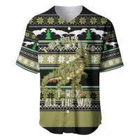 Christmas T Rex Tree Baseball Jersey Xmas Holiday Patterns - Wonder Print Shop